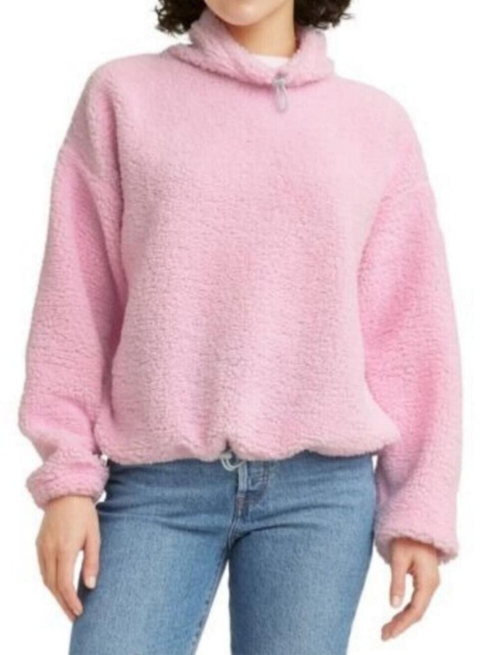 New Levi's WINSOME ORCHID Aura Pink Sherpa Fleece Sweatshirt Sweater